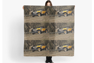 Classic cars printed on scarves